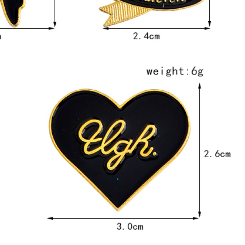 Ugh Heart Black Gold Girl Enamel Pins - Picture 5 of 5